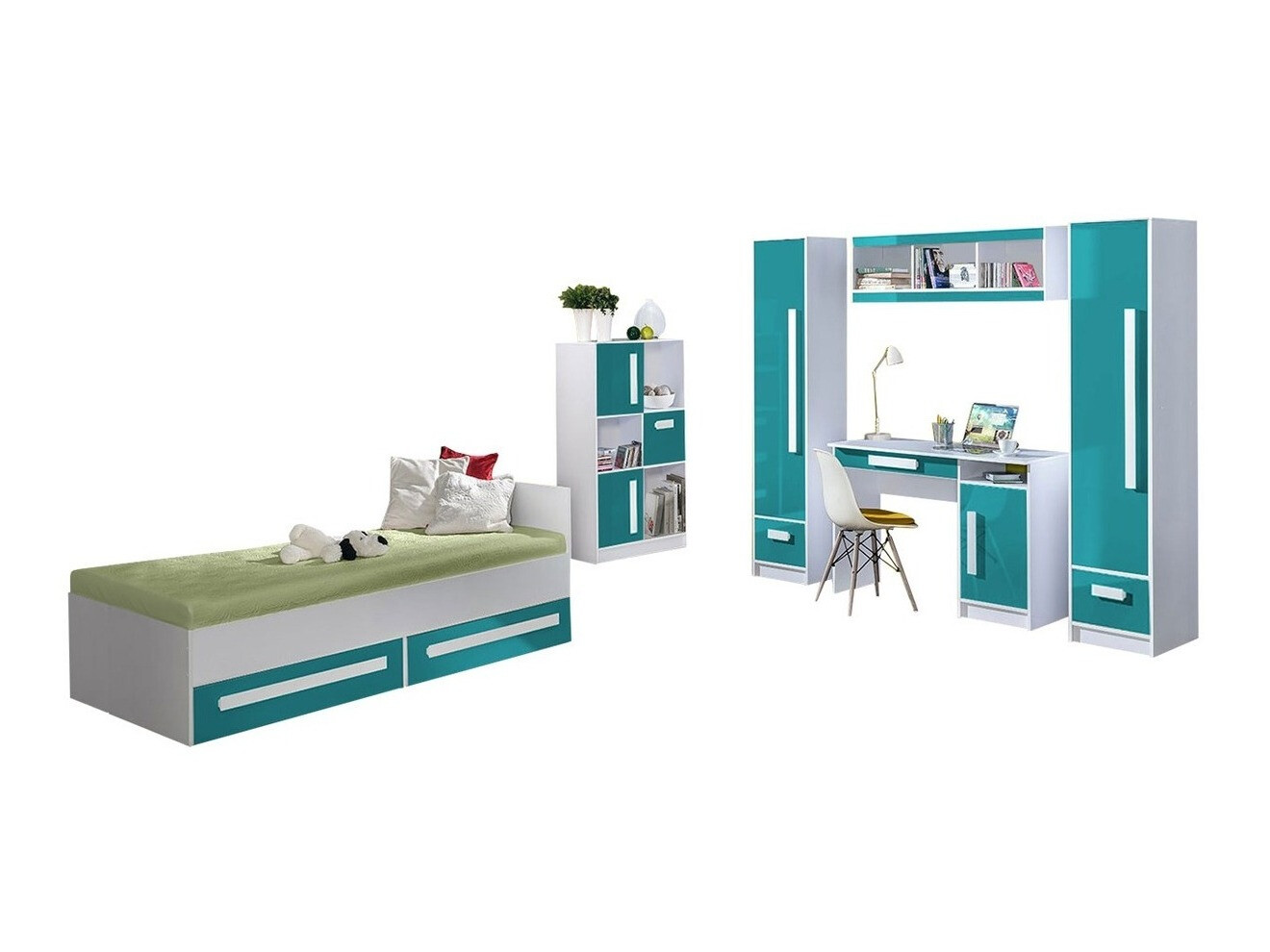 Набор для детской комнаты Merevari 108 (Белый + Глянцевый Бирюзовый)