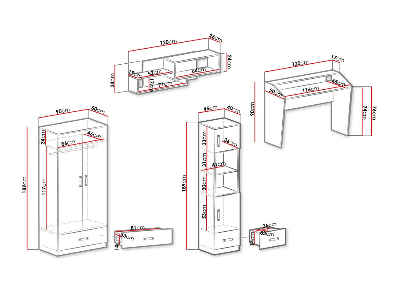 Набор для детской комнаты Sorviru 106 (Белый + Бирюзовый)