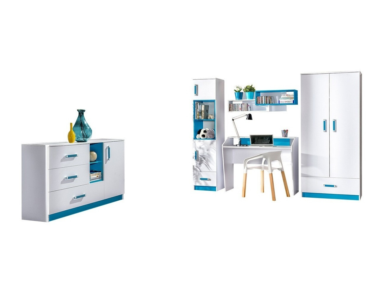 Набор для детской комнаты Sorviru 107 (Белый + Бирюзовый)