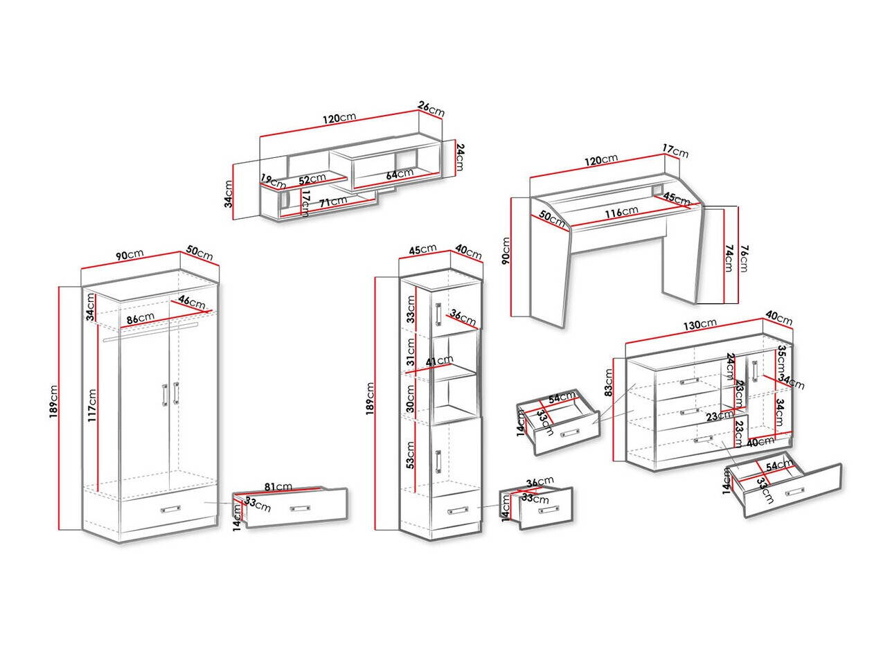 Набор для детской комнаты Sorviru 107 (Белый + Бирюзовый)