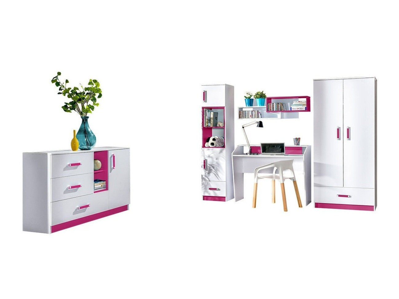 Набор для детской комнаты Sorviru 107 (Белый + Розовый)