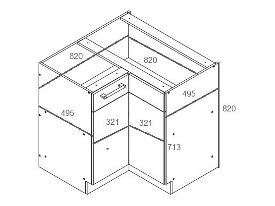 Модульный угловой шкафчик Mode Beech 118