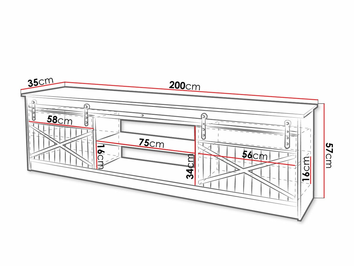 TV galds Charlotte 156 (Melns + Glancēts melns)