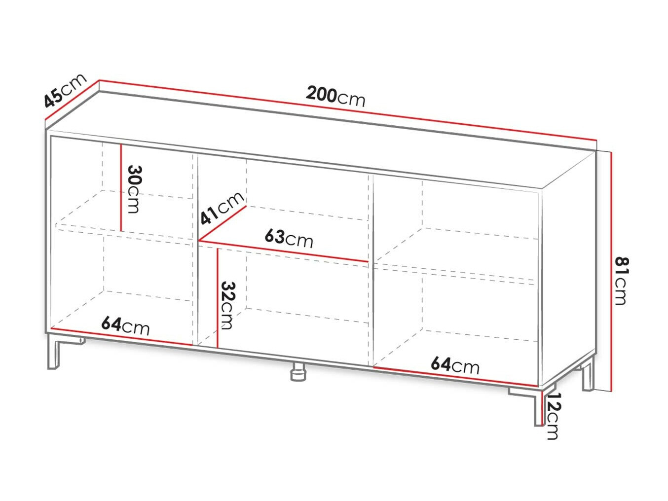 Skapis Charlotte 158 (Melns + Melnais marmors)