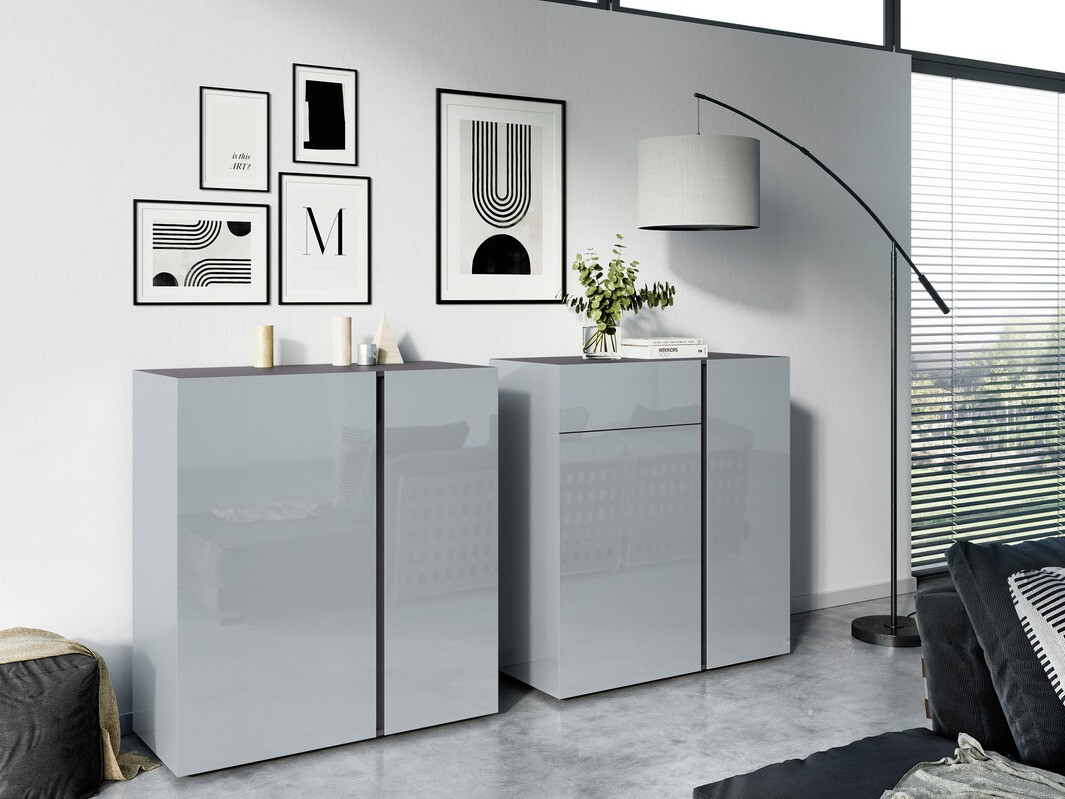 Skapis Sacramento 289 (Glancēts pelēks + Grafīts)