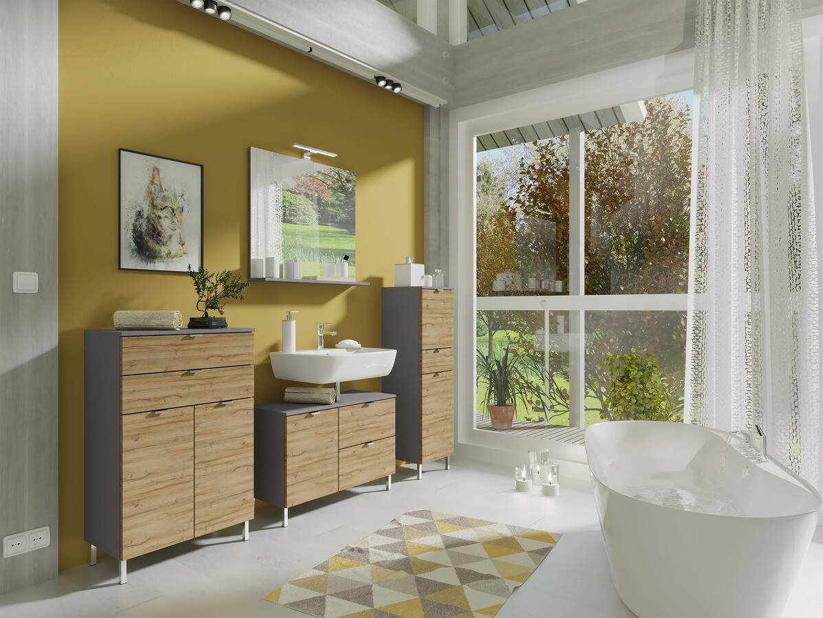 Hапольные шкафчик для ванной Lomcamo 103 (Внук дуб + Графит)