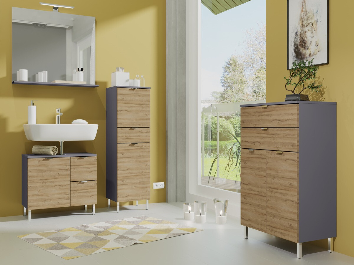 Hапольные шкафчик для ванной Lomcamo 103 (Внук дуб + Графит)