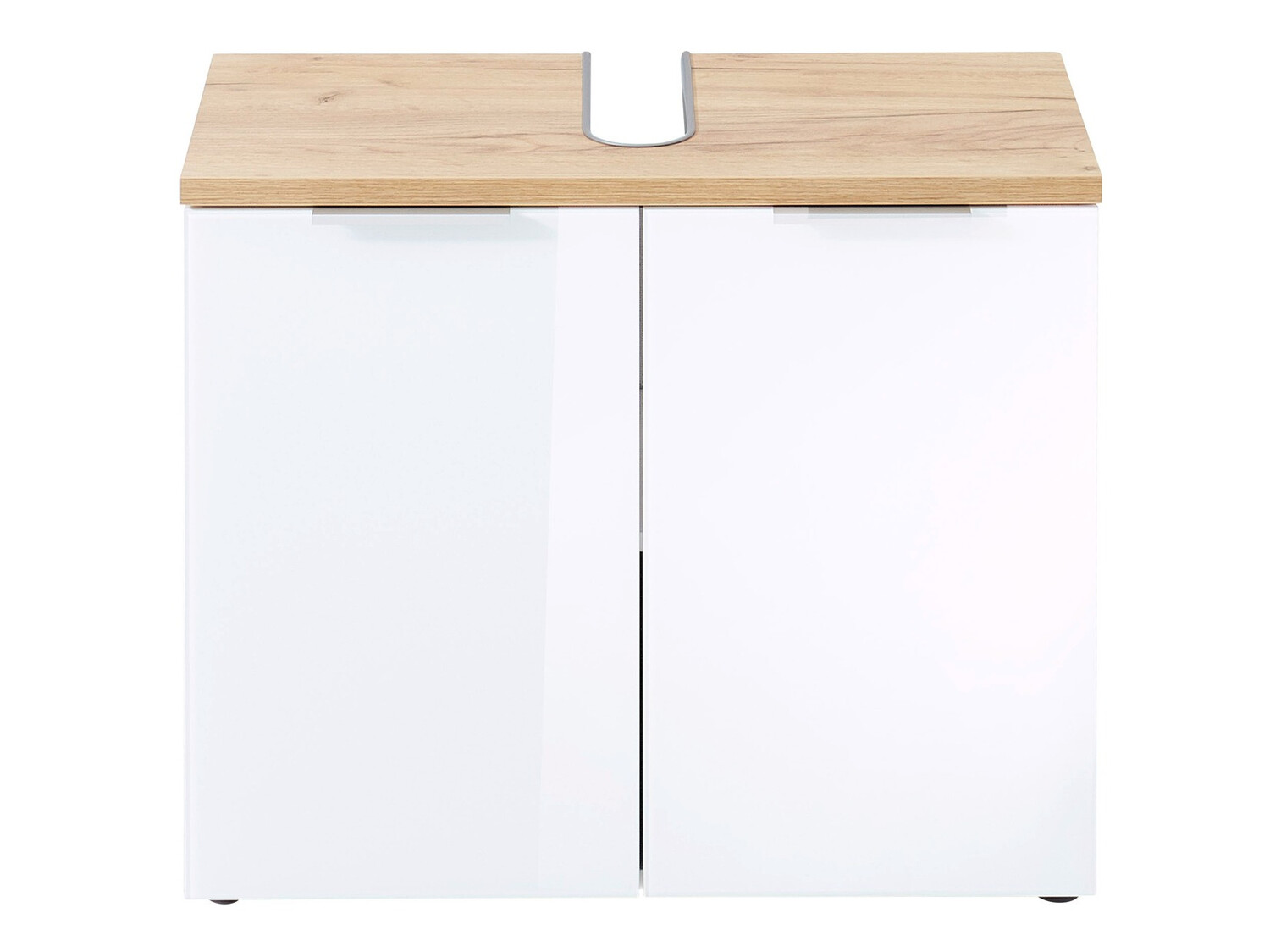 Stāvošs vannas istabas skapītis izlietnei Levciro 102 (Glancēts balts + Navarra ozols)