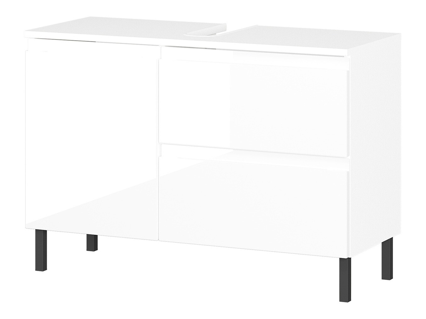 Stāvošs vannas istabas skapītis izlietnei Talmira 102 (Glancēts balts + Balts)