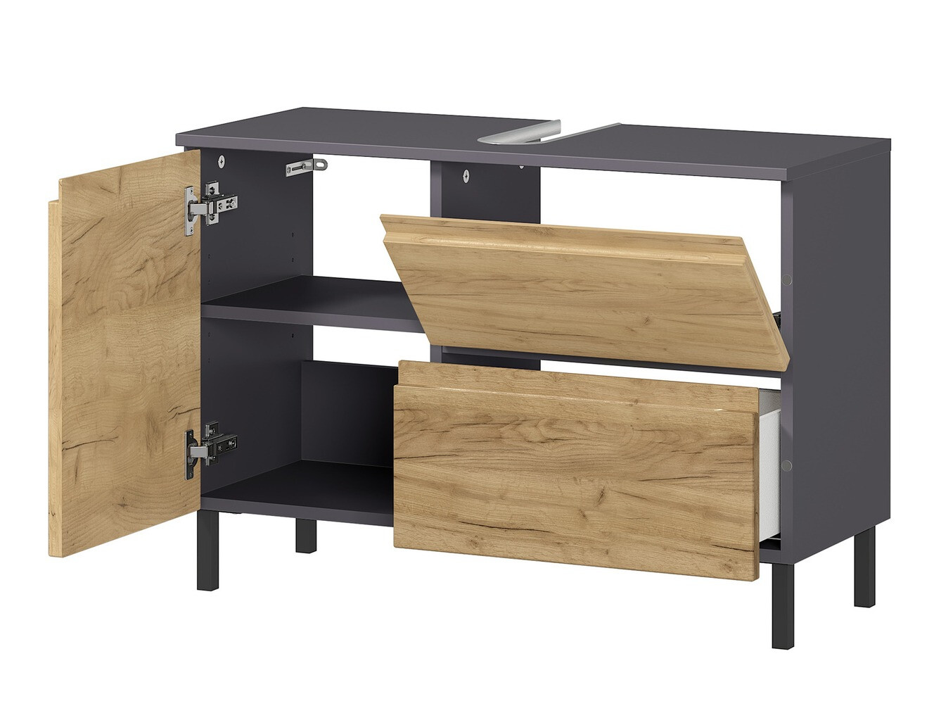 Stāvošs vannas istabas skapītis izlietnei Talmira 102 (Grafīts + Grandson ozols)