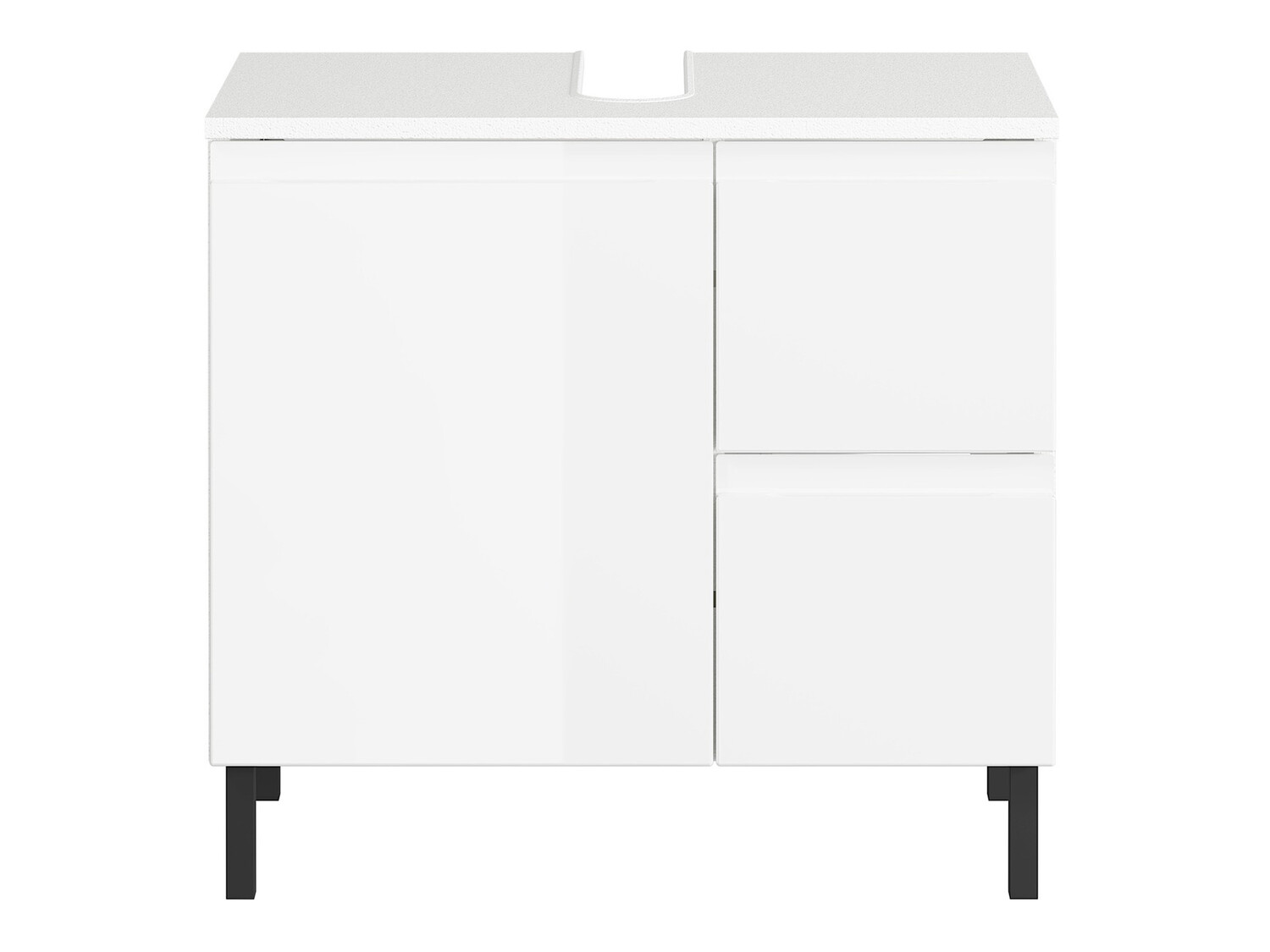 Stāvošs vannas istabas skapītis izlietnei Talmira 103 (Balts + Glancēts balts)