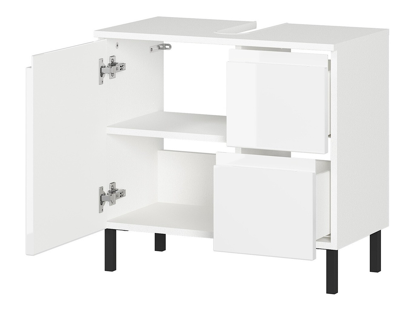 Stāvošs vannas istabas skapītis izlietnei Talmira 103 (Balts + Glancēts balts)