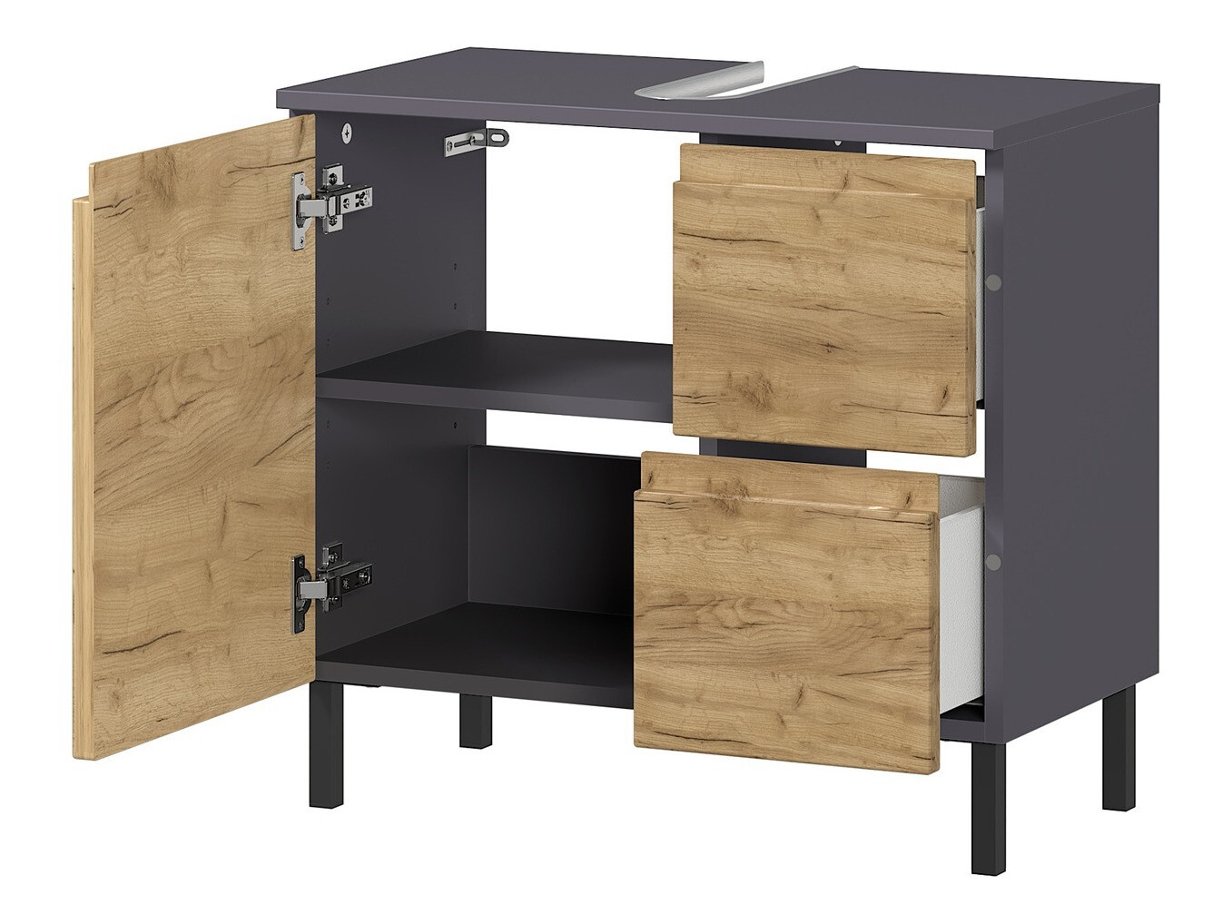 Stāvošs vannas istabas skapītis izlietnei Talmira 103 (Grafīts + Grandson ozols)