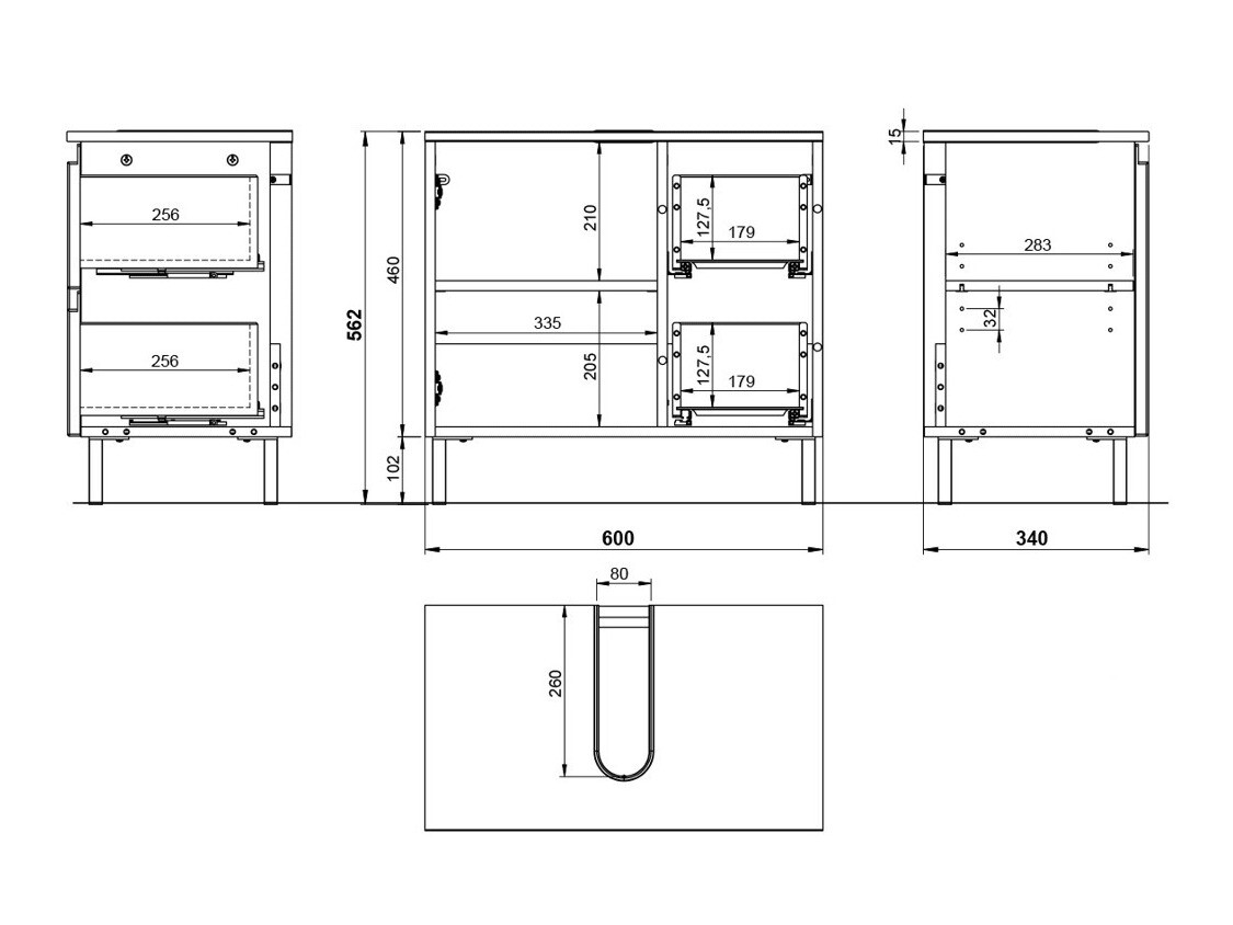 Stāvošs vannas istabas skapītis izlietnei Talmira 103 (Grafīts + Grandson ozols)