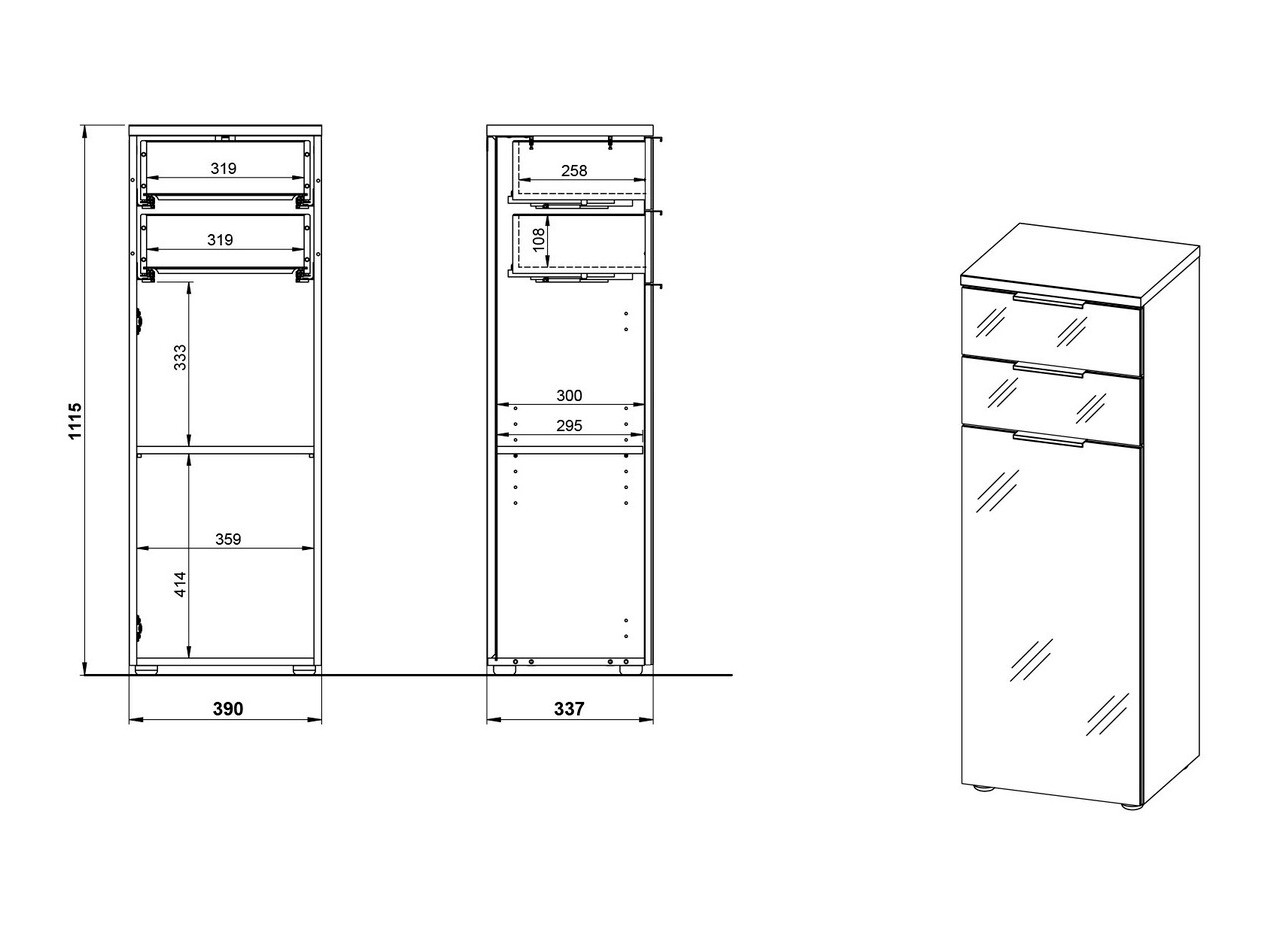 Stāvošs vannas skapītis Levciro 103 (Balts + Navarra ozols)