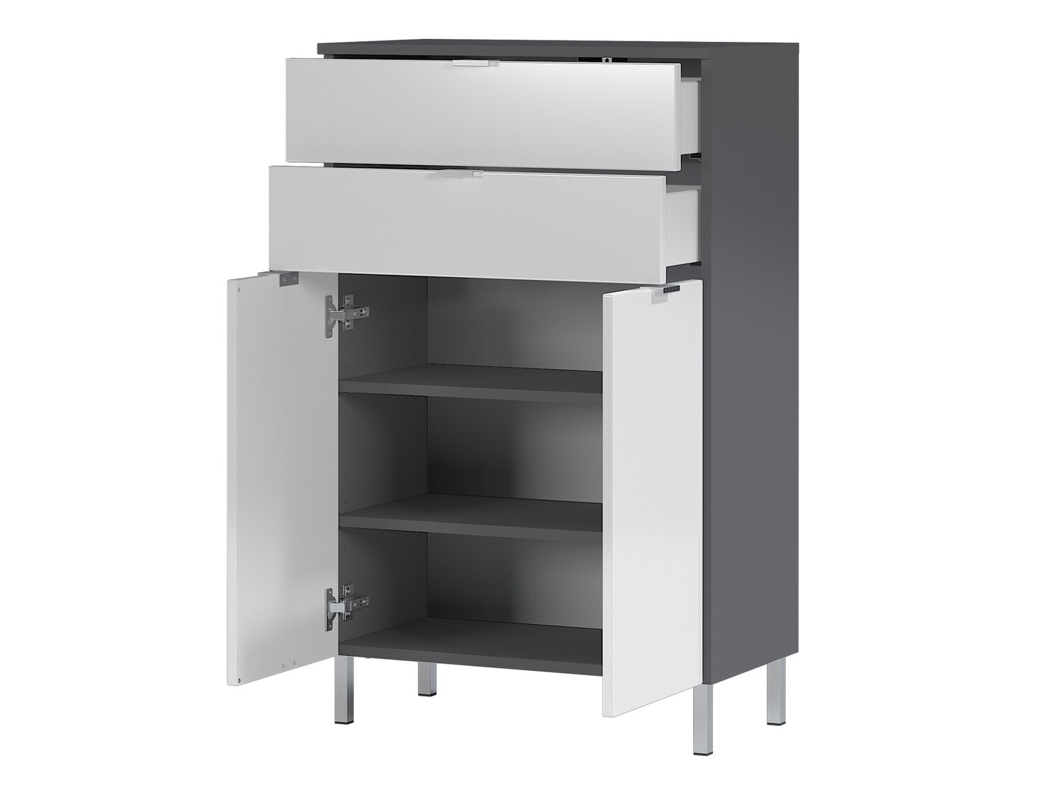 Stāvošs vannas skapītis Lomcamo 102 (Glancēts balts + Grafīts)