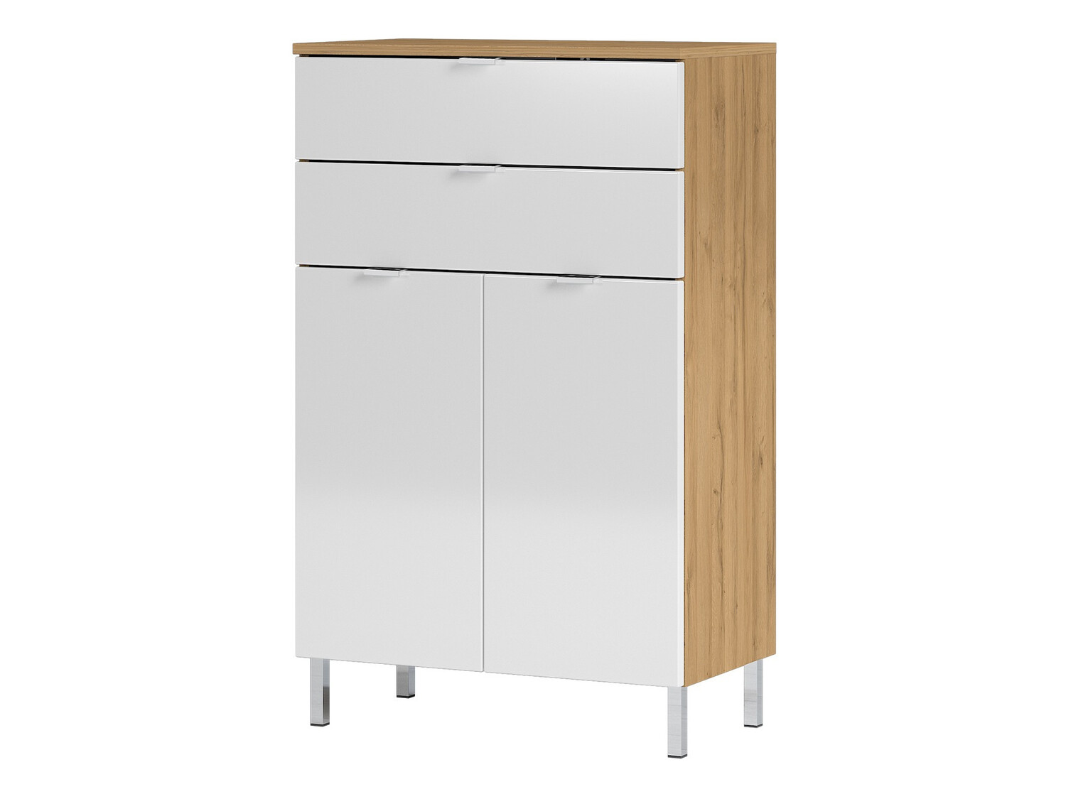 Stāvošs vannas skapītis Lomcamo 102 (Glancēts balts + Grandson ozols)