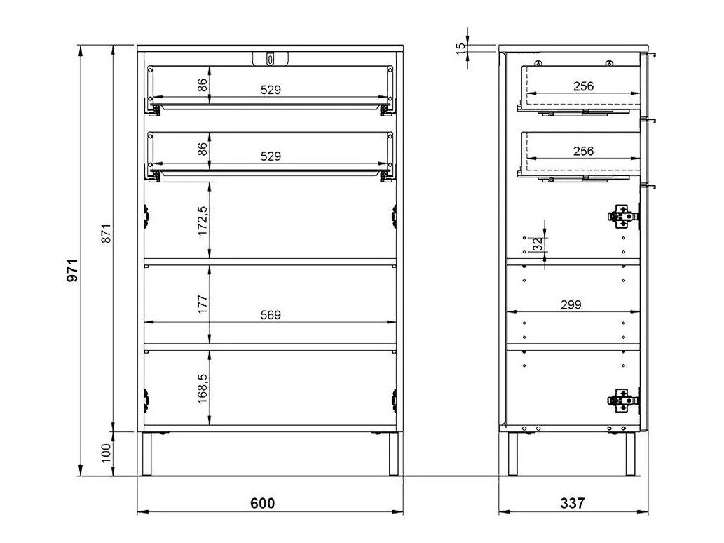 Stāvošs vannas skapītis Lomcamo 102 (Glancēts balts + Grandson ozols)