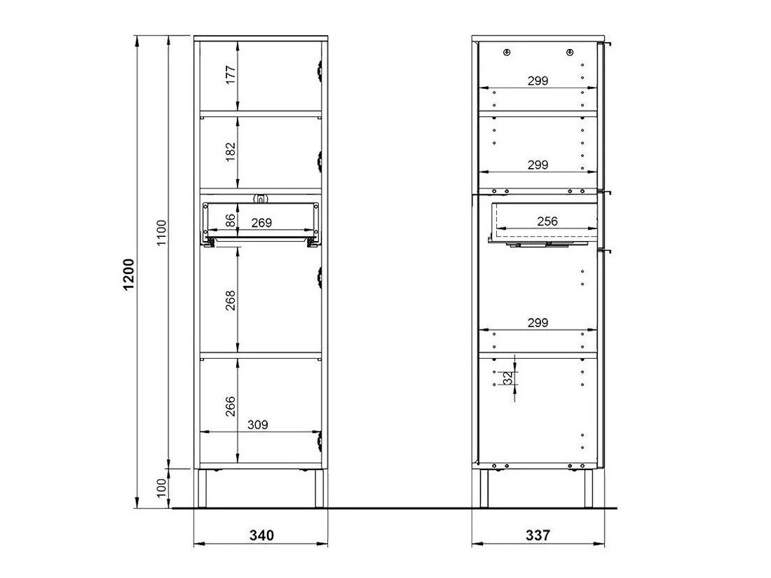 Stāvošs vannas skapītis Lomcamo 103 (Glancēts balts + Grafīts)