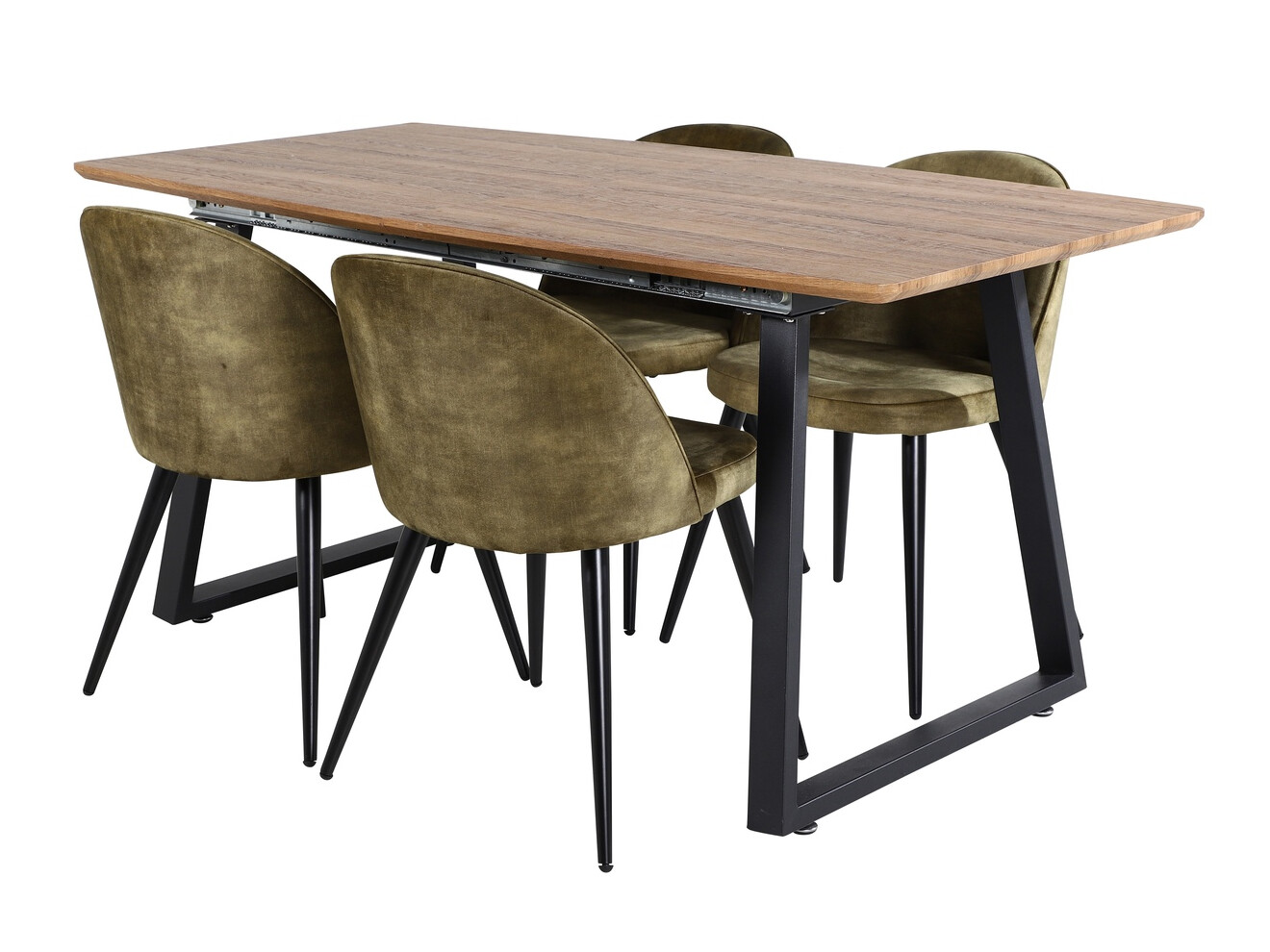 Ēdamistabas komplekts Dallas 335 (Putekļaini zaļa + Melns)