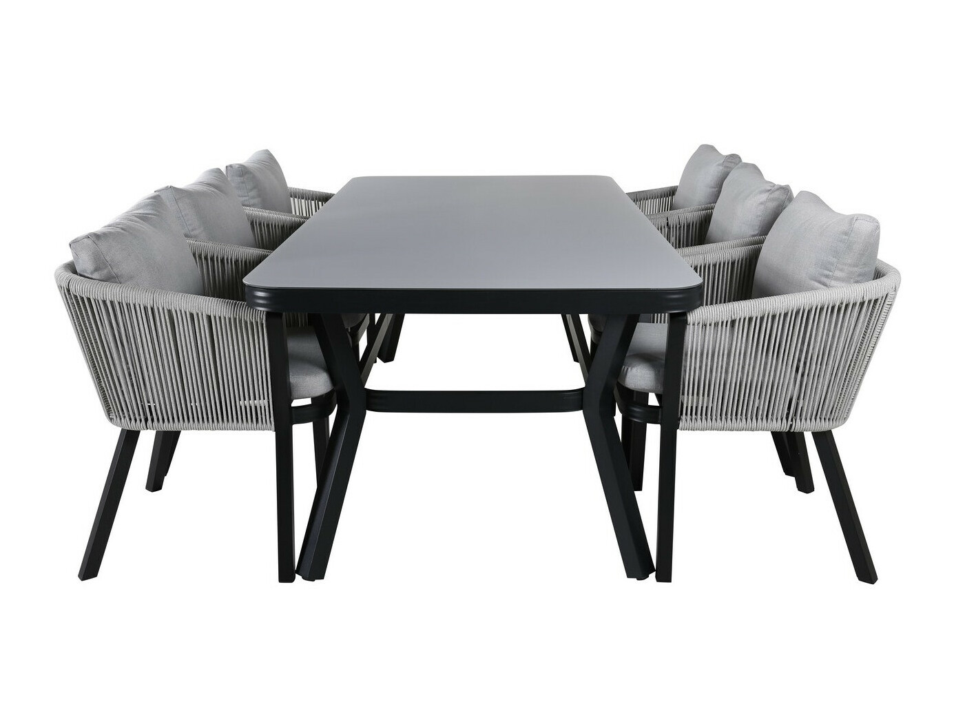 Galds un krēslu komplekts Dallas 3020 (Melns + Pelēks)