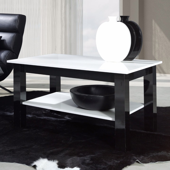 Журнальный столик Murrieta 114 (Глянцевый белый + Глянцевый черный)