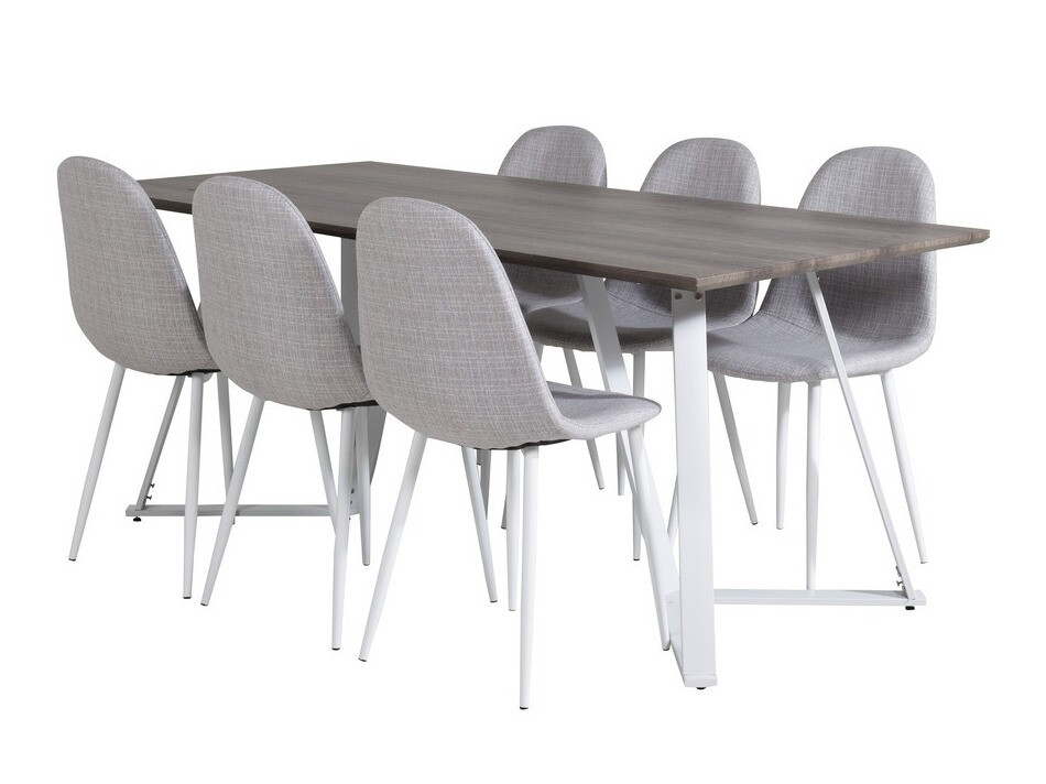 Ēdamistabas komplekts Dallas 1804 (Gaiši pelēks + Balts)