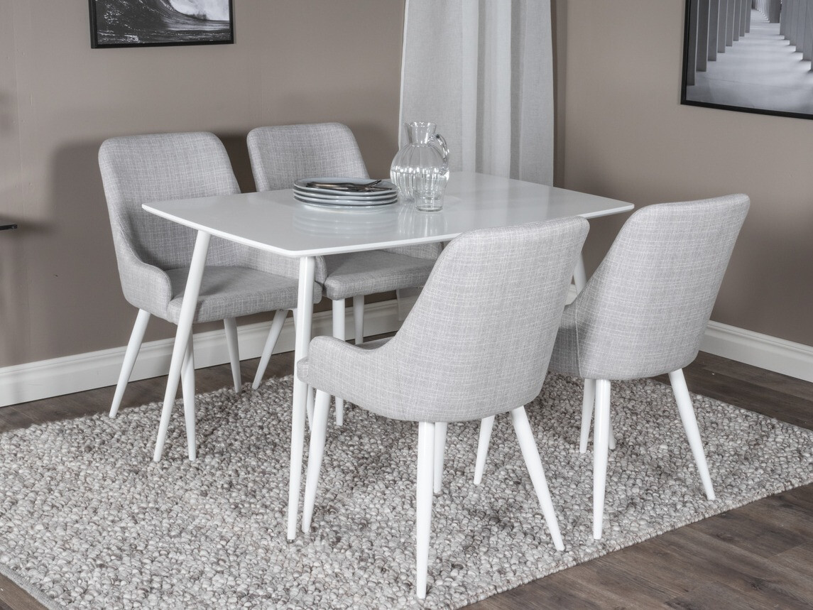 Ēdamistabas komplekts Dallas 1895 (Balts + Gaiši pelēks)