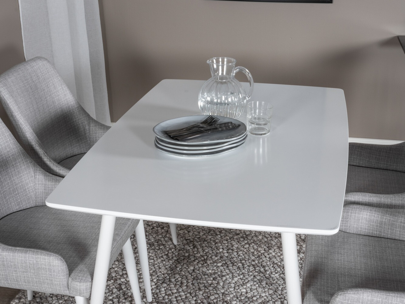 Ēdamistabas komplekts Dallas 1895 (Balts + Gaiši pelēks)