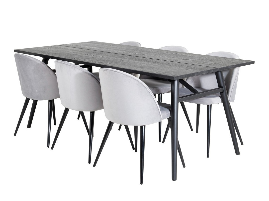 Ēdamistabas komplekts Dallas 1676 (Pelēks + Melns)