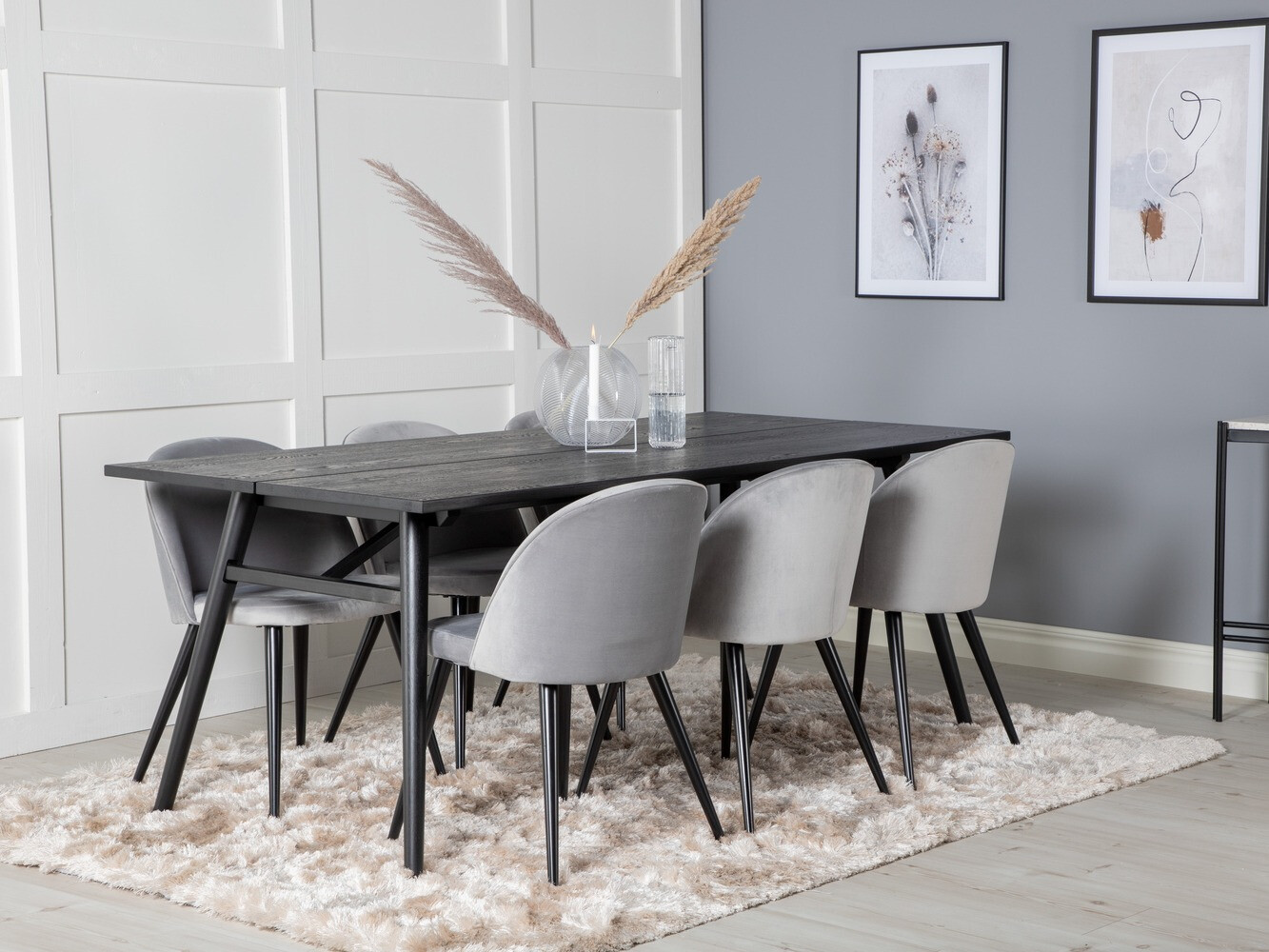 Ēdamistabas komplekts Dallas 1676 (Pelēks + Melns)