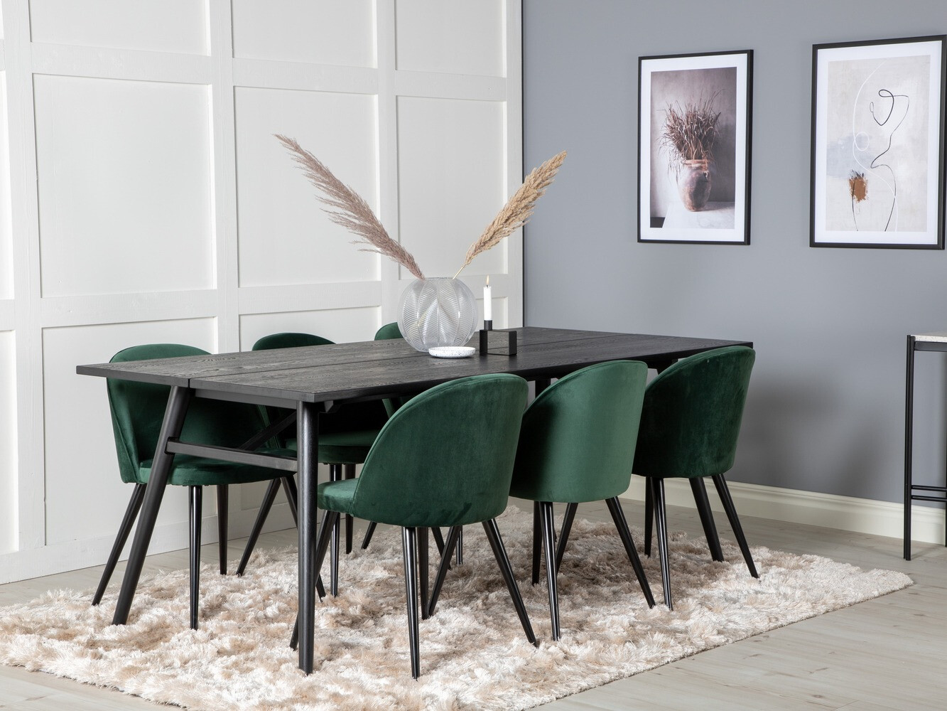 Ēdamistabas komplekts Dallas 1676 (Zaļš + Melns)