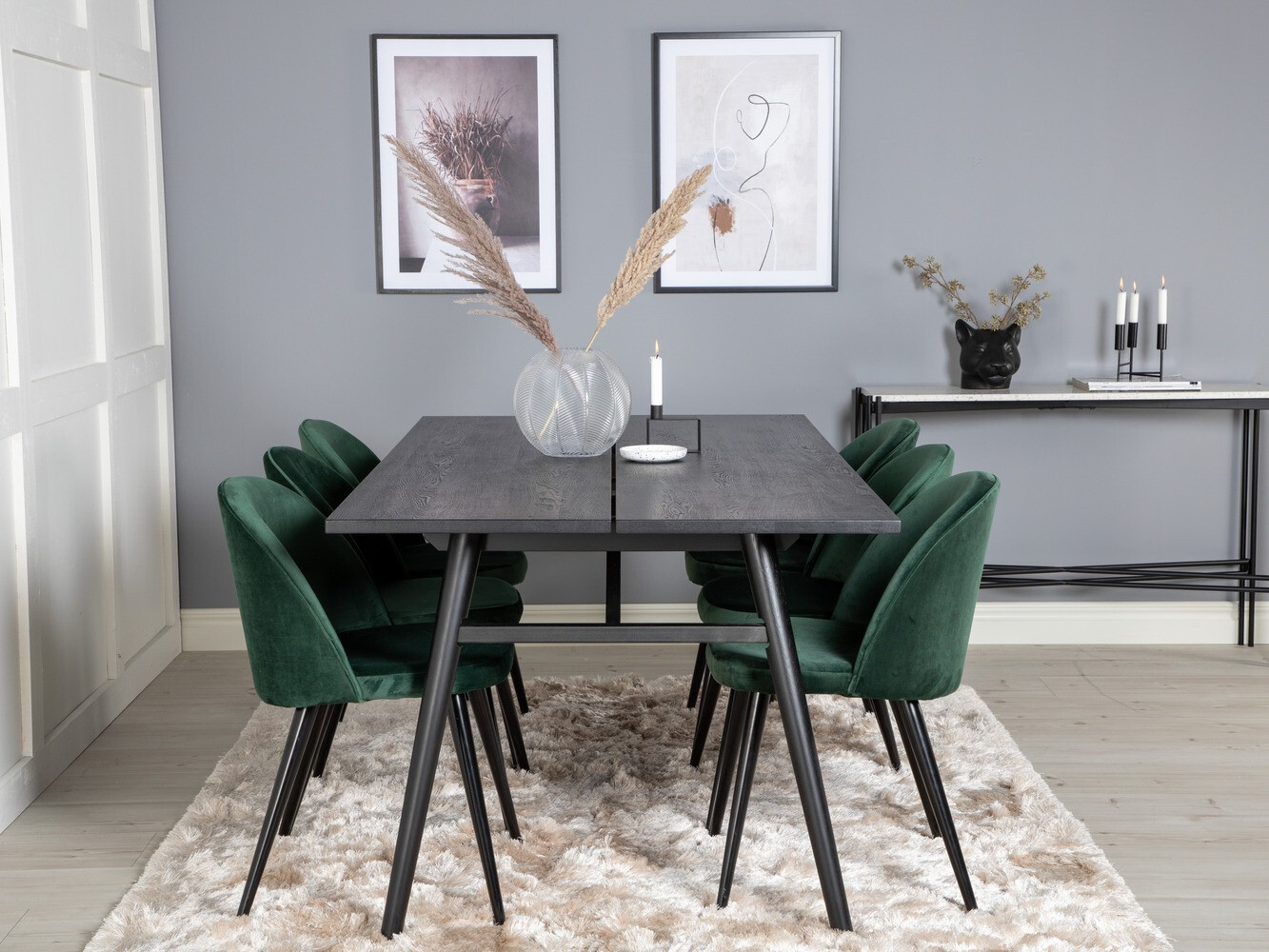 Ēdamistabas komplekts Dallas 1676 (Zaļš + Melns)