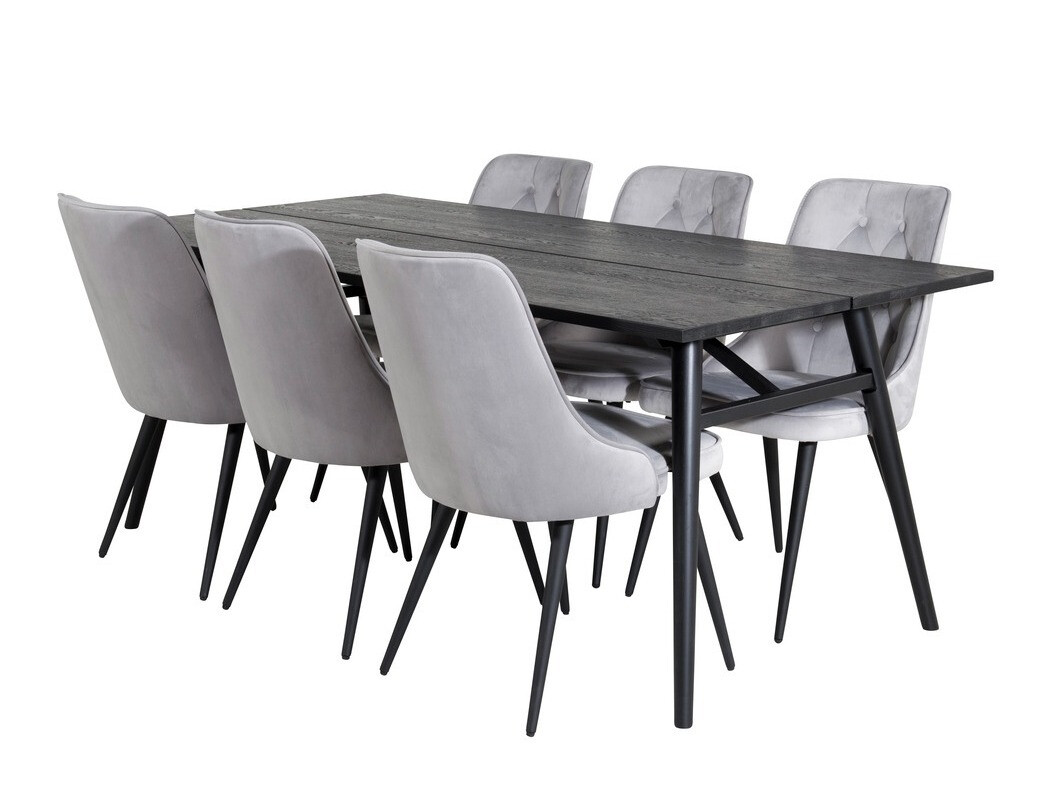 Ēdamistabas komplekts Dallas 1780 (Melns + Gaiši pelēks)