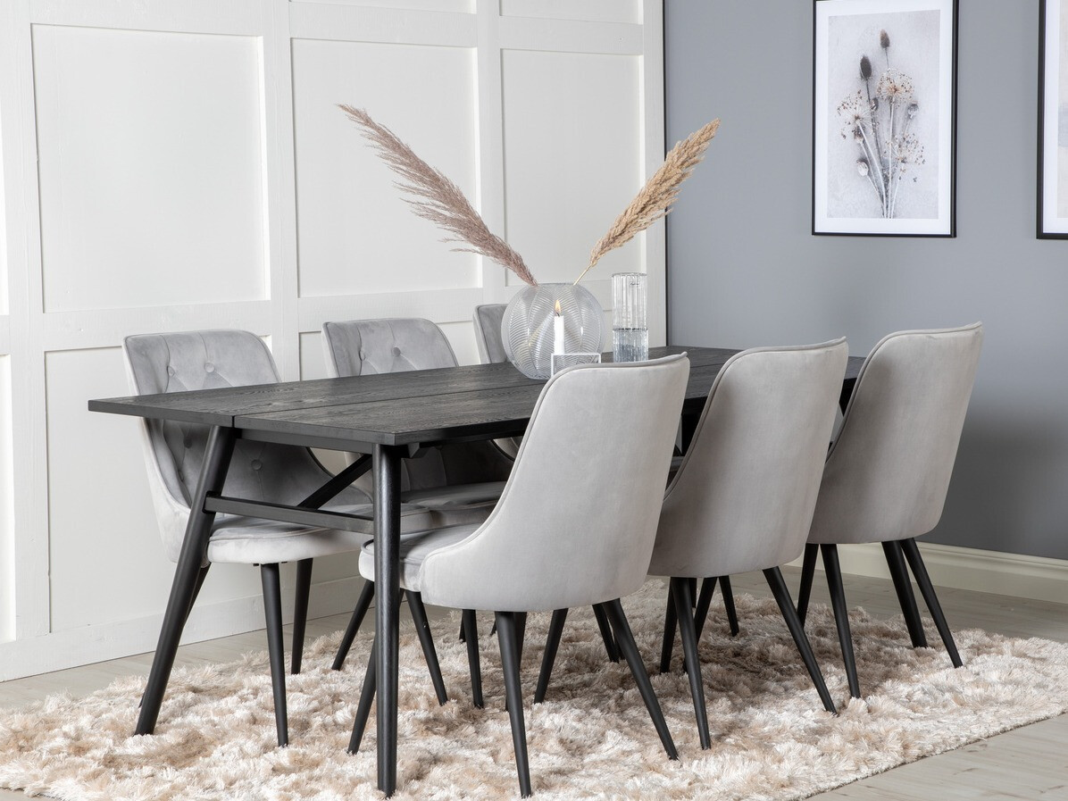 Ēdamistabas komplekts Dallas 1780 (Melns + Gaiši pelēks)