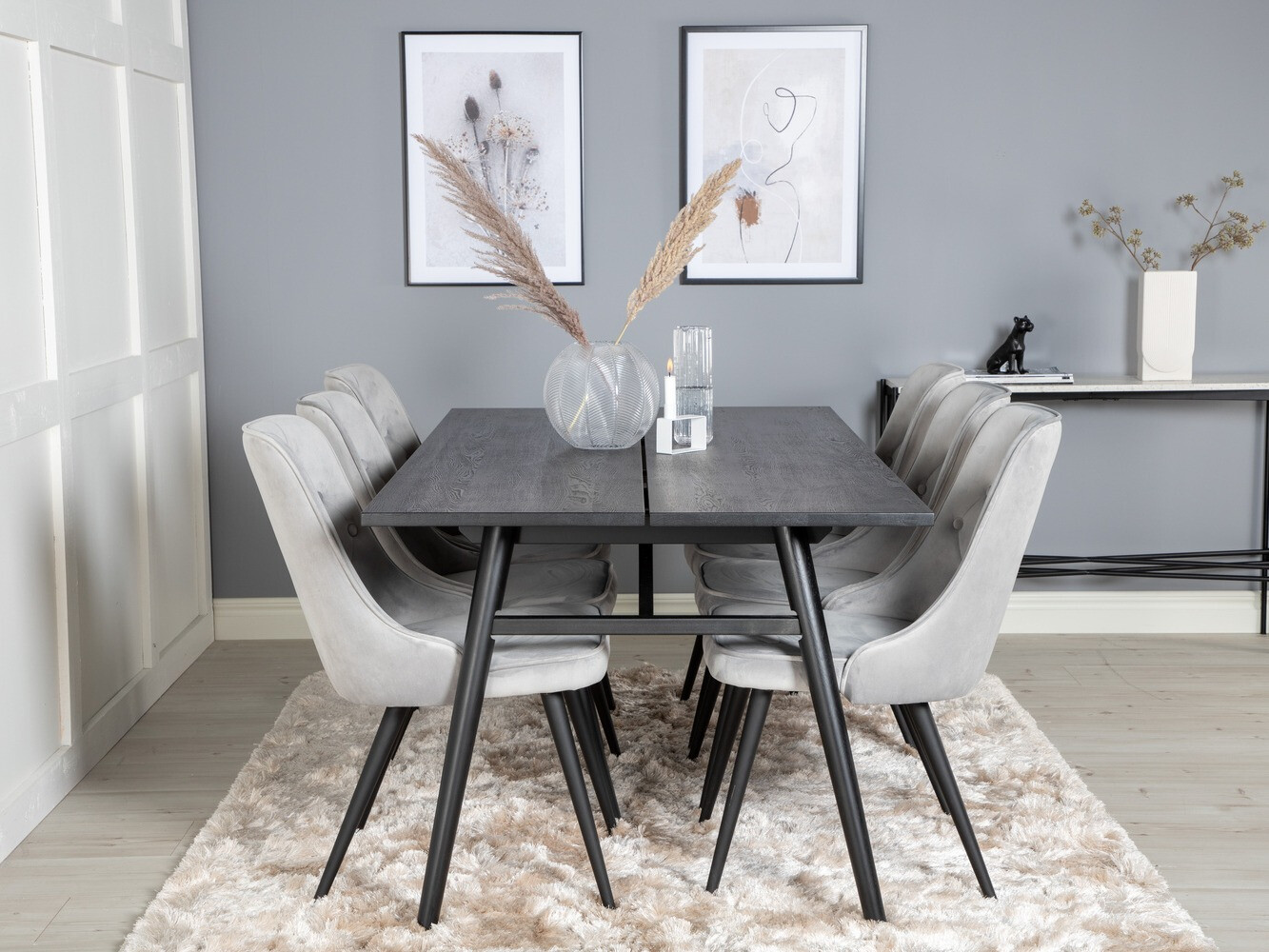 Ēdamistabas komplekts Dallas 1780 (Melns + Gaiši pelēks)