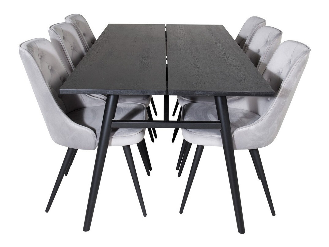 Ēdamistabas komplekts Dallas 1780 (Melns + Gaiši pelēks)