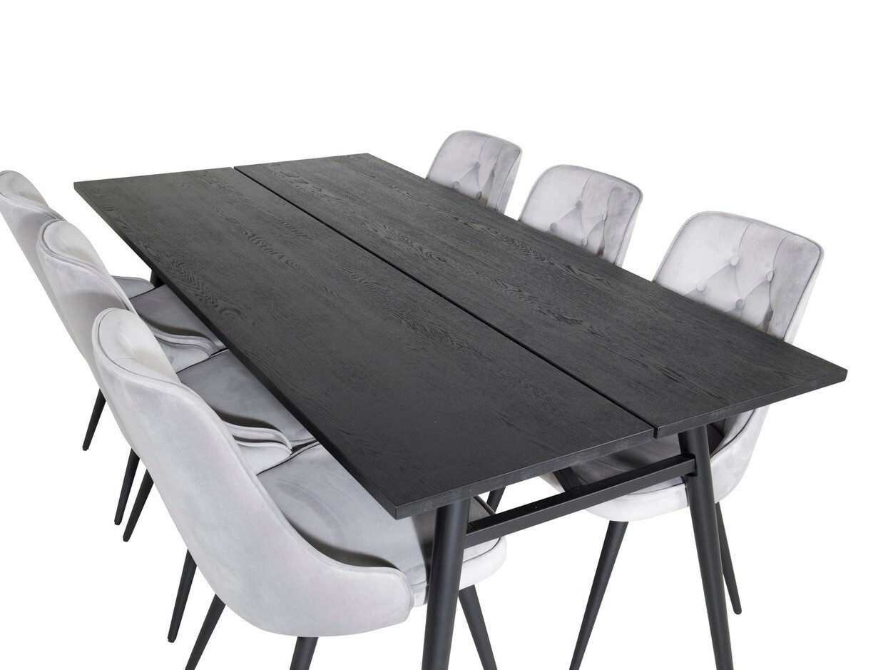 Ēdamistabas komplekts Dallas 1780 (Melns + Gaiši pelēks)