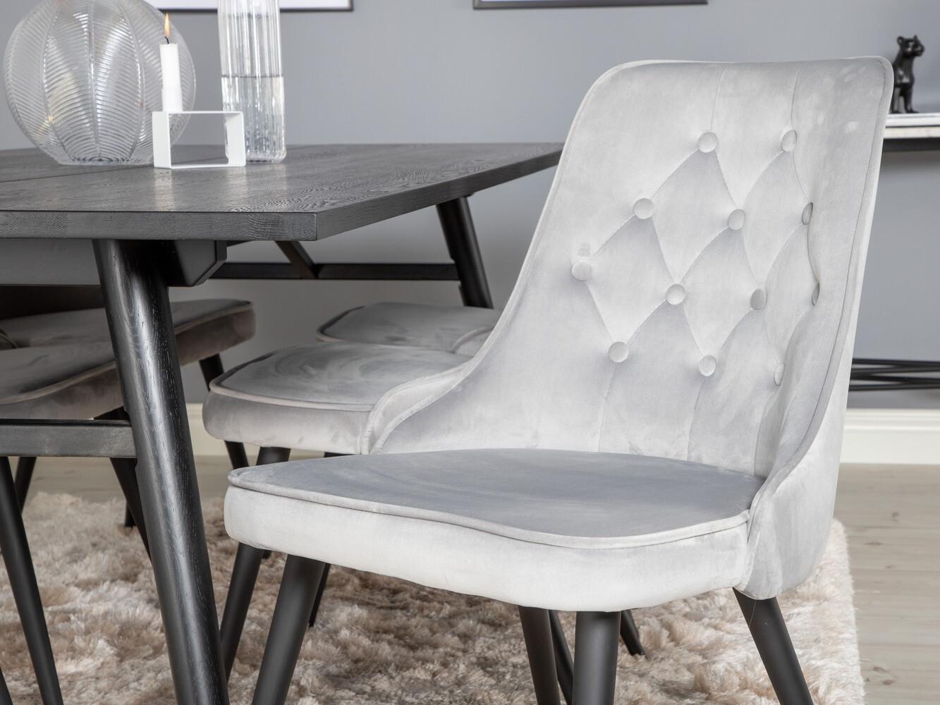 Ēdamistabas komplekts Dallas 1780 (Melns + Gaiši pelēks)