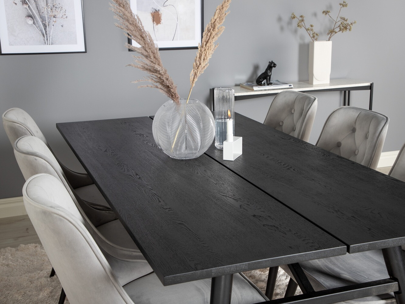Обеденный гарнитур Dallas 1780 (Чёрный + Светло-серый)