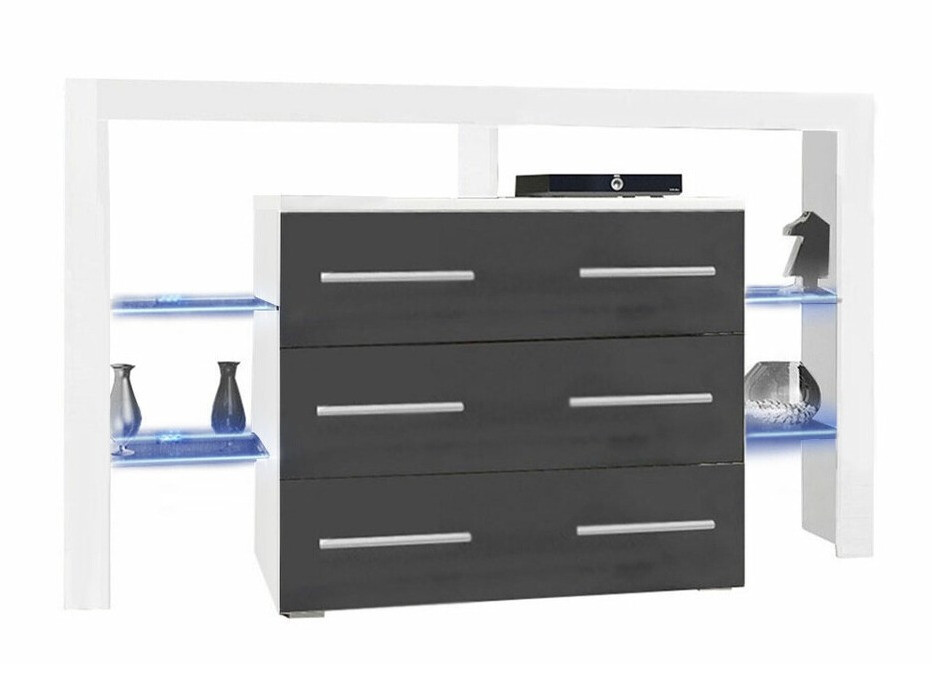 Kомод Nashville 108 (Белый + Глянцевый серый)