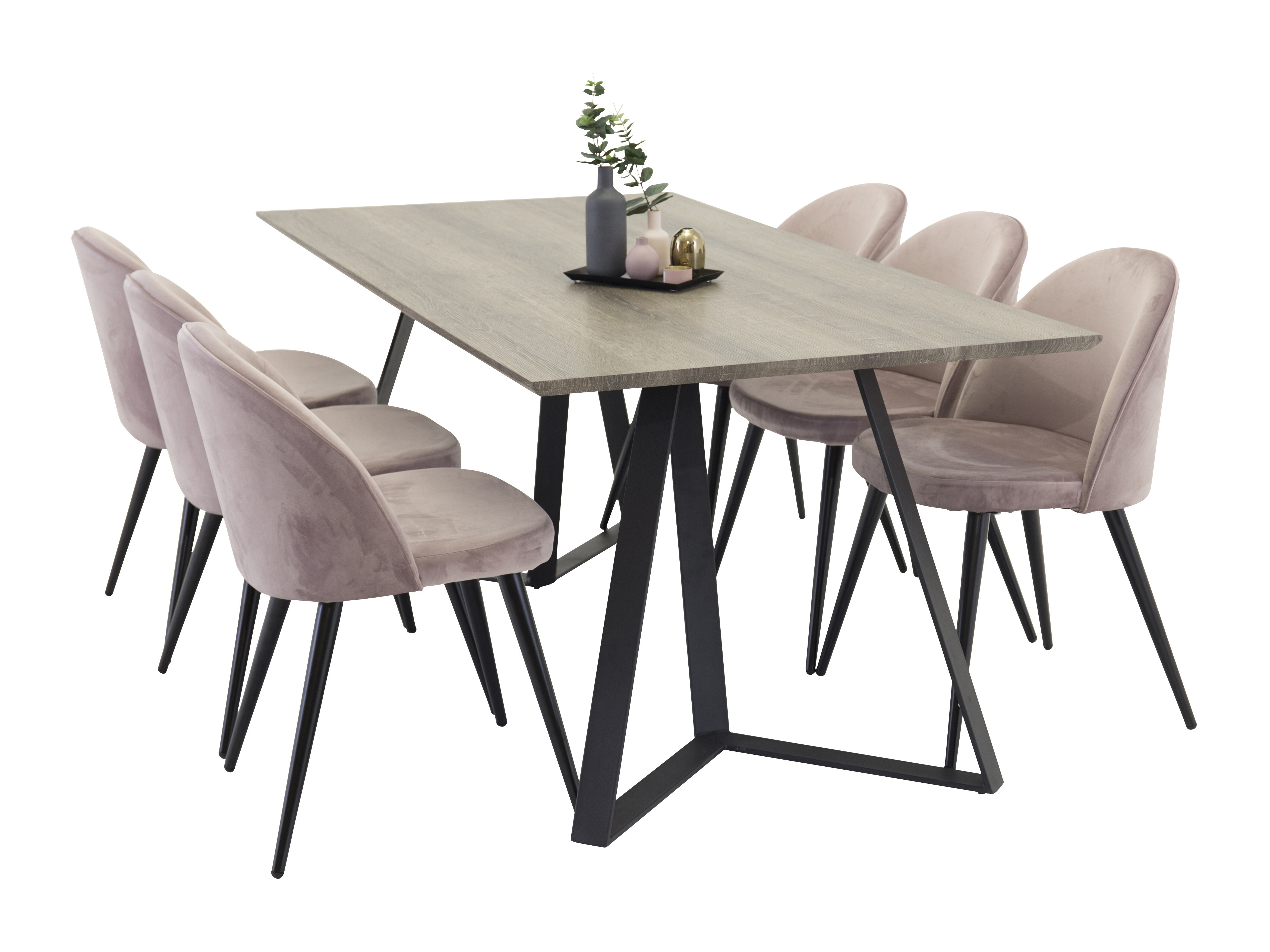 Ēdamistabas komplekts Dallas 340 (Dusty rozā + Melns)