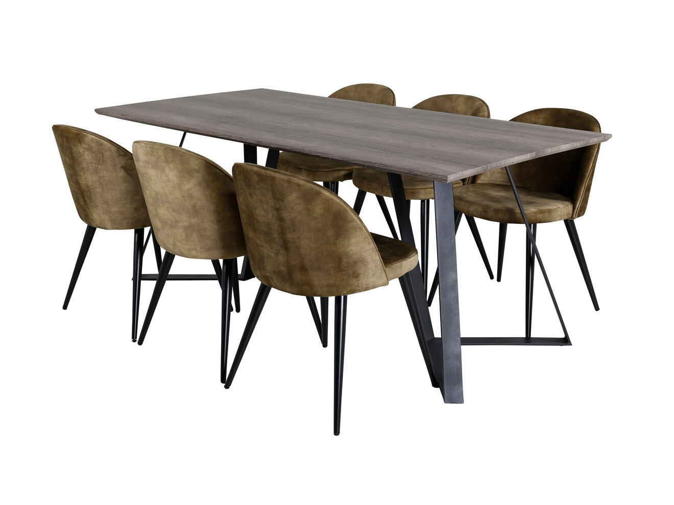 Ēdamistabas komplekts Dallas 340 (Putekļaini zaļa + Melns)