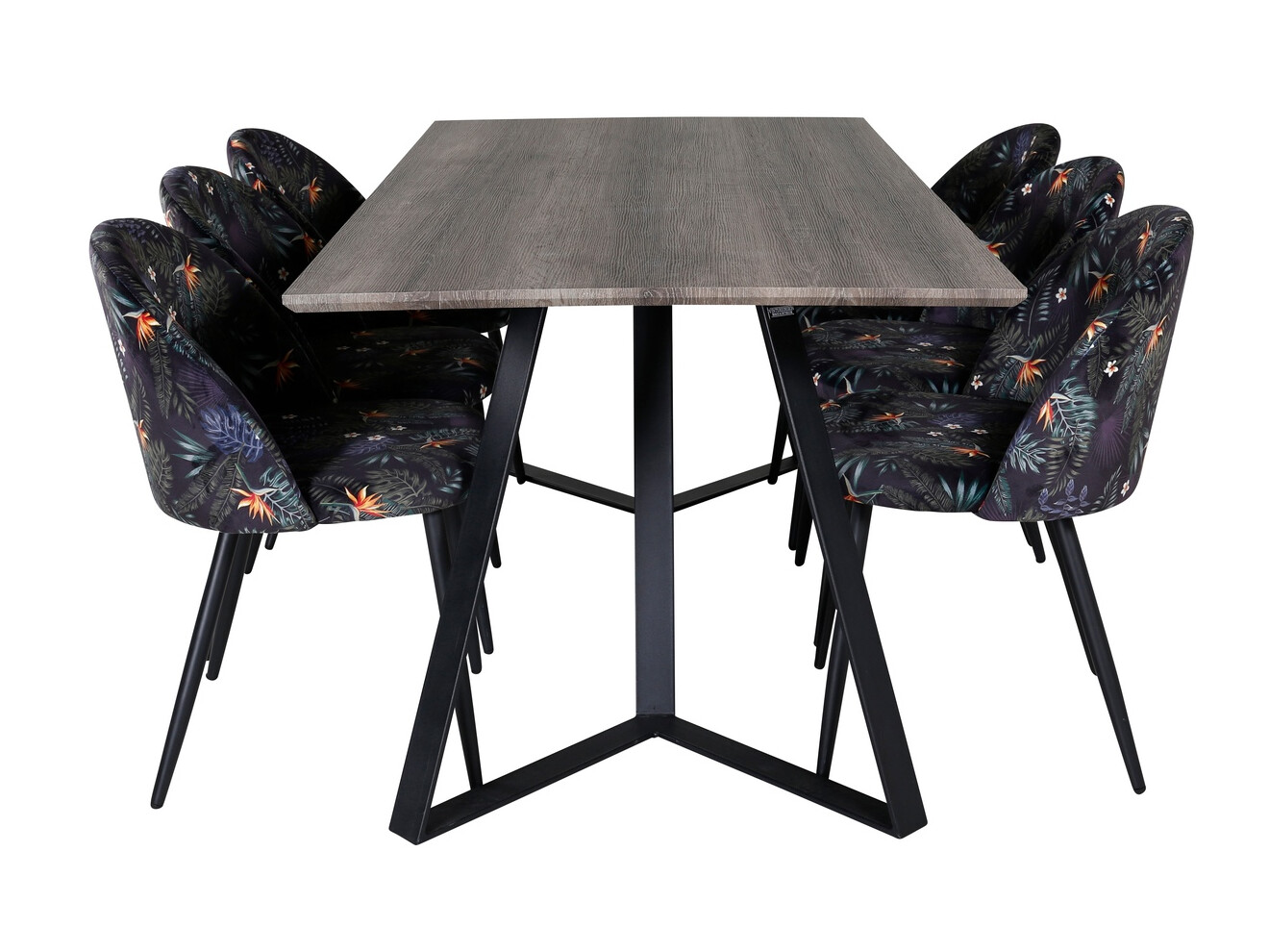 Ēdamistabas komplekts Dallas 340 (Ziedu raksts + Melns)