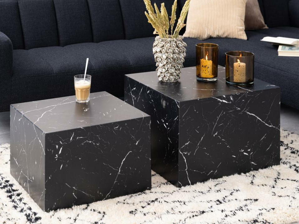 Žurnālu galdiņu komplekts Norsica 603 (Melnais marmors)