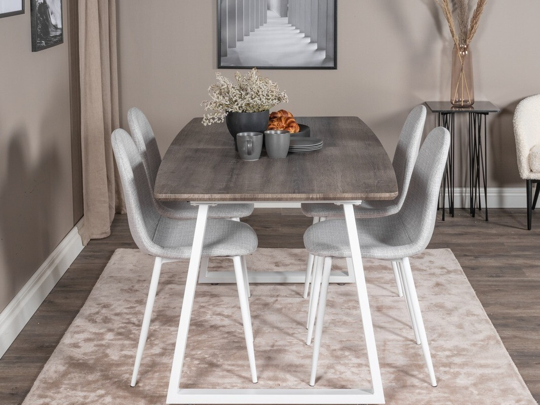 Ēdamistabas komplekts Dallas 1979 (Balts + Gaiši pelēks)