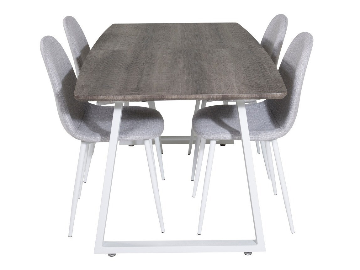 Ēdamistabas komplekts Dallas 1979 (Balts + Gaiši pelēks)