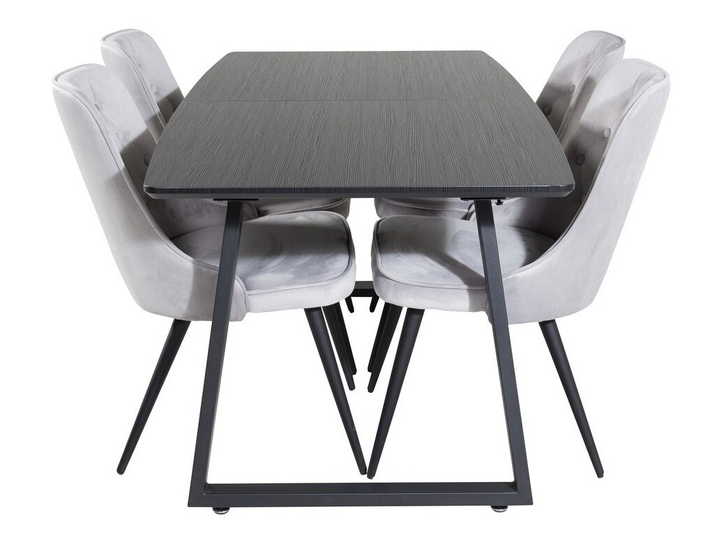 Ēdamistabas komplekts Dallas 1993 (Melns + Gaiši pelēks)