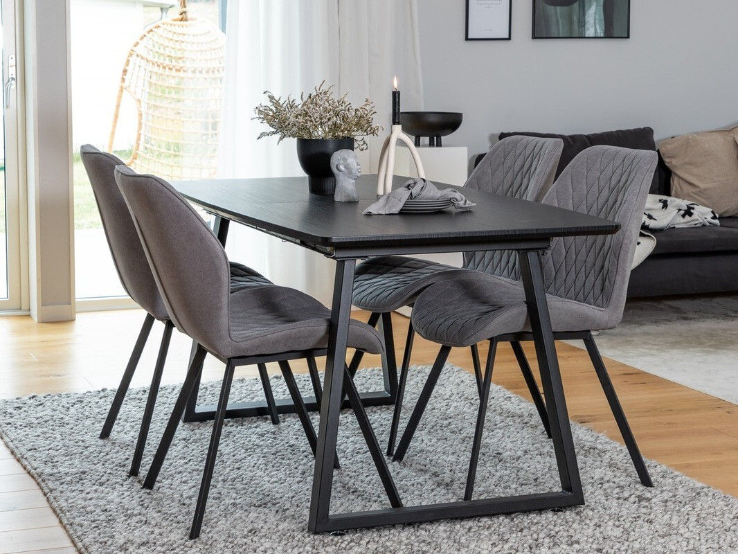 Ēdamistabas komplekts Dallas 1997 (Melns + Pelēks)