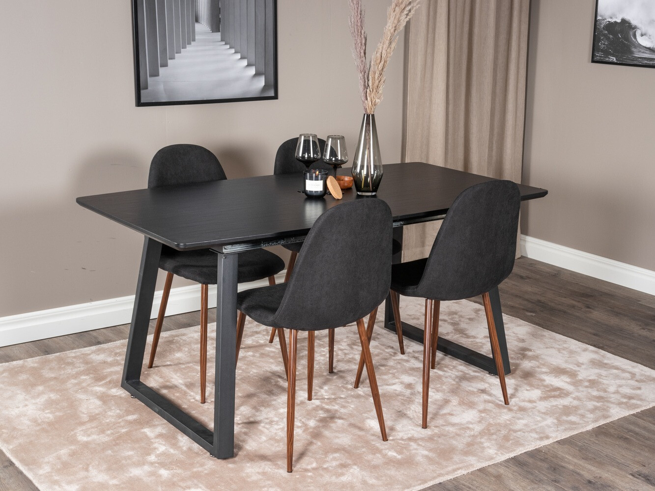 Обеденный гарнитур Dallas 1983 (Чёрный + Грецкий орех)